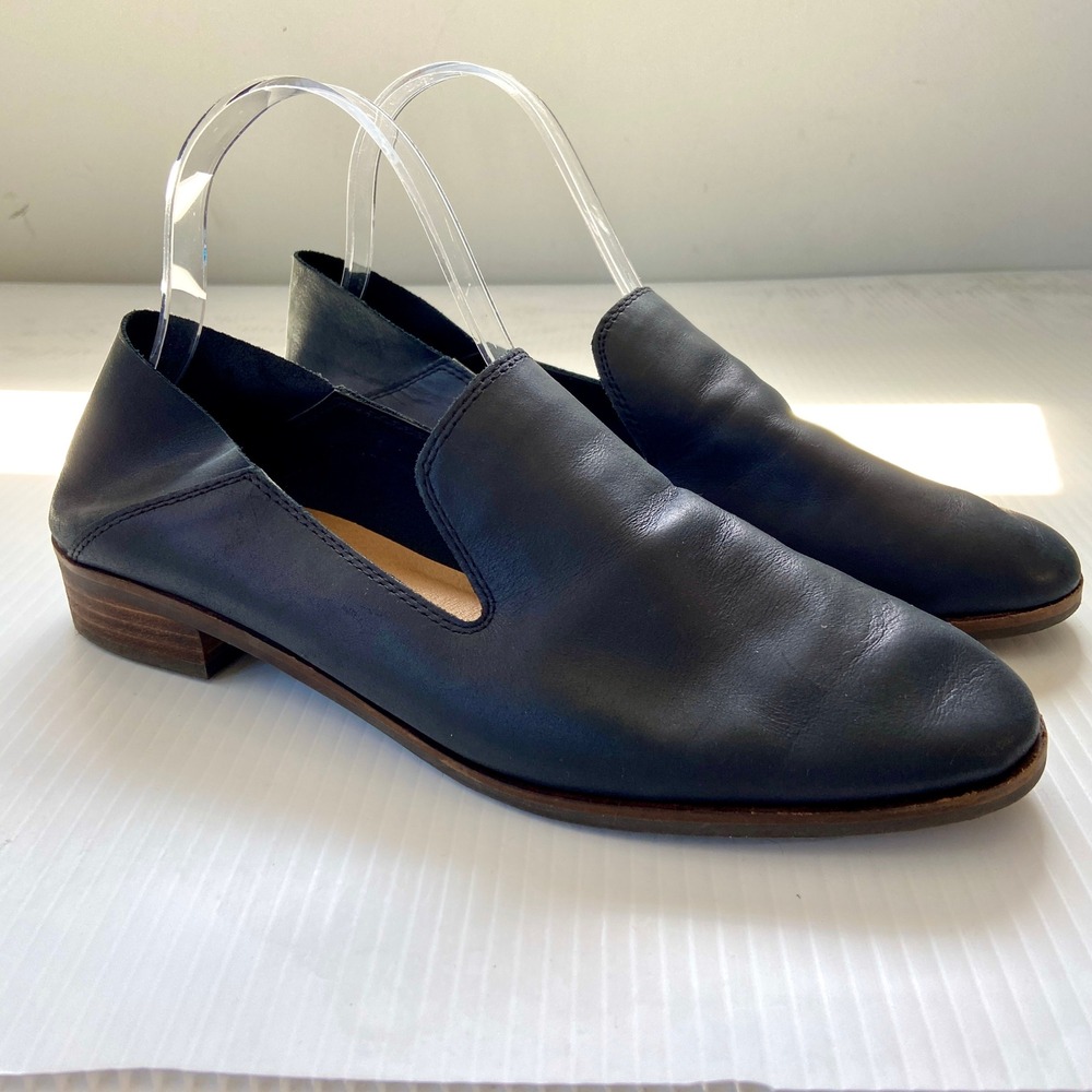 Lucky Brand Cahill Black Leather Flat Loafers Womens 9.5M‎